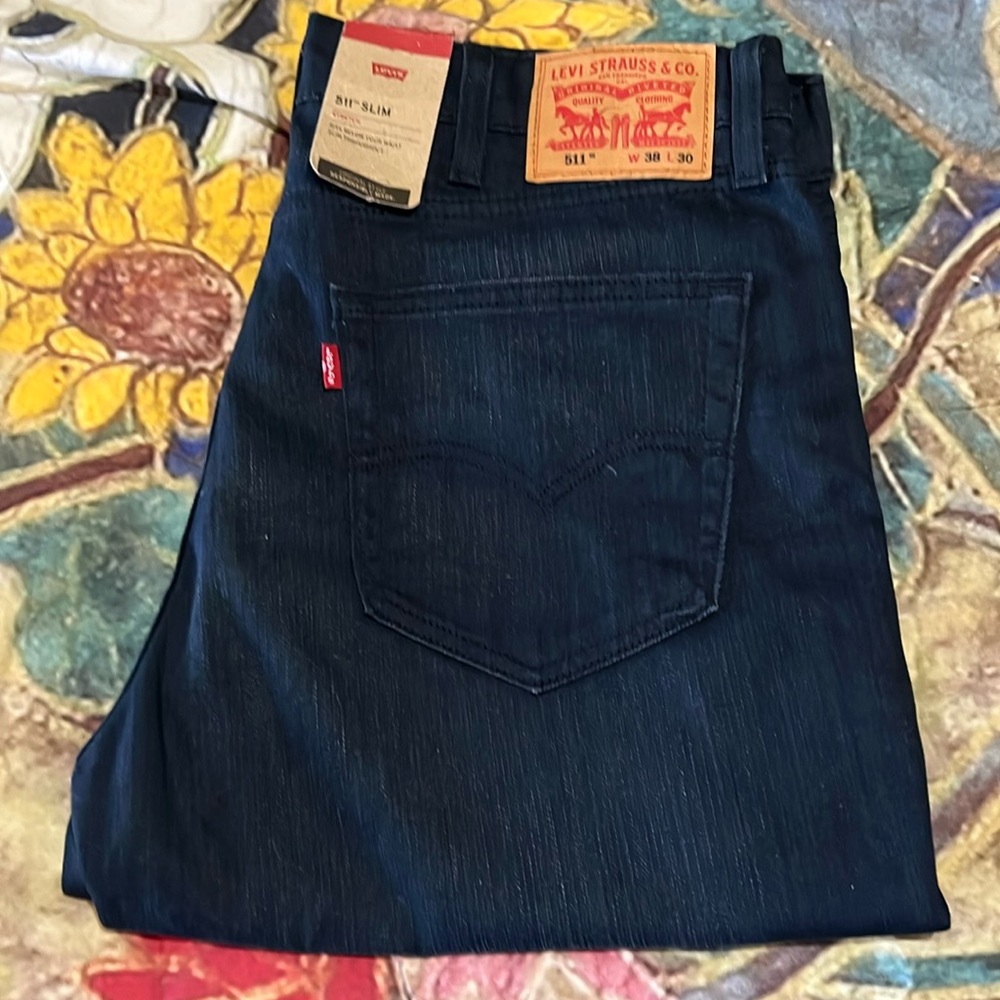 Levi Strauss 511 jeans 38x30 slim stretch jeans dark wash never worn